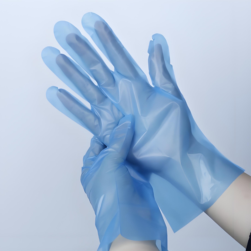‌Odporność chemiczna Niebieskie rękawice TPE (matowa tekstura)